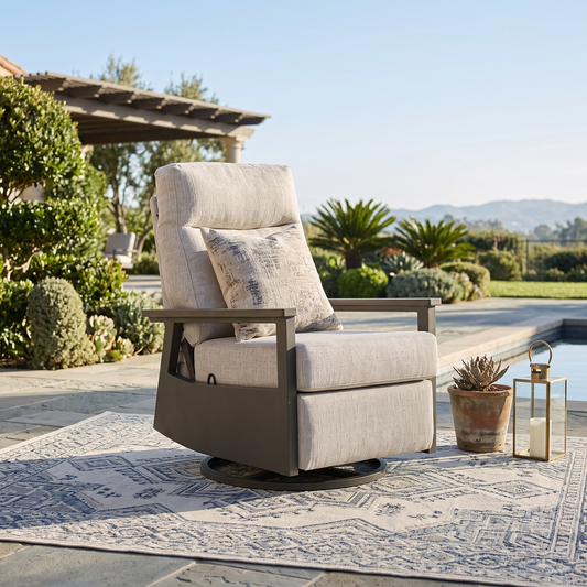 Huntington Outdoor Aluminum Swivel Glider Recliner | Patio Lounge Chair