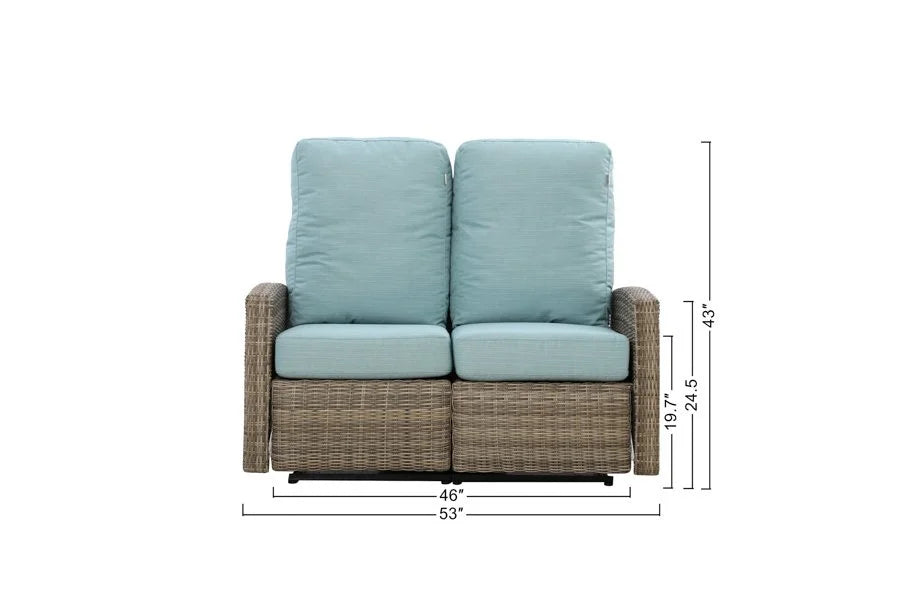 Keywest Outdoor Wicker Loveseat Reclining Sofa in Sunbrella® Canvas Navy _ Outdoor Sofa — Outdoor No - size