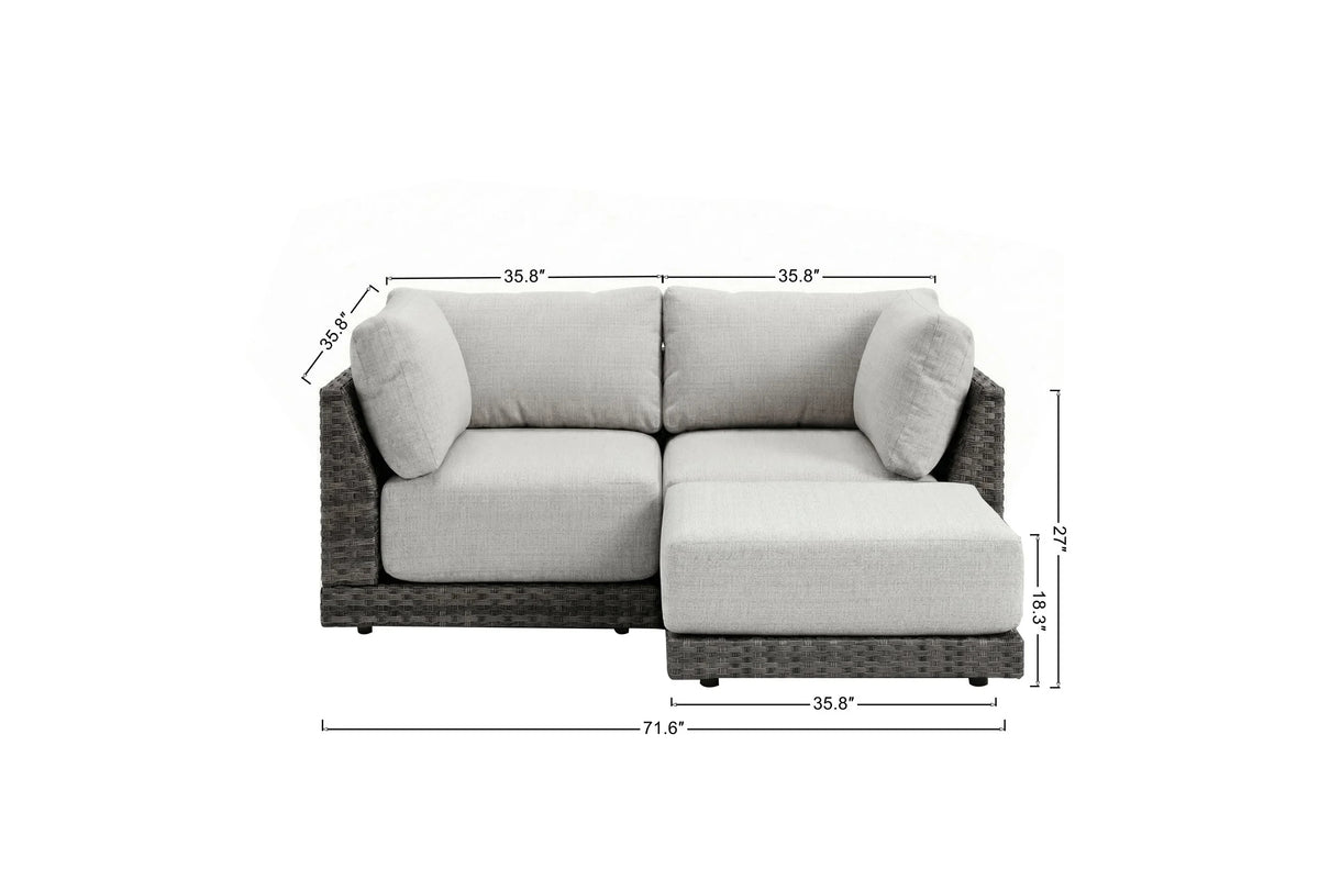 Malibu II 5-piece Patio Wicker Modular Sectional Sofa with Swivel Glider Recliners | Outdoor Set