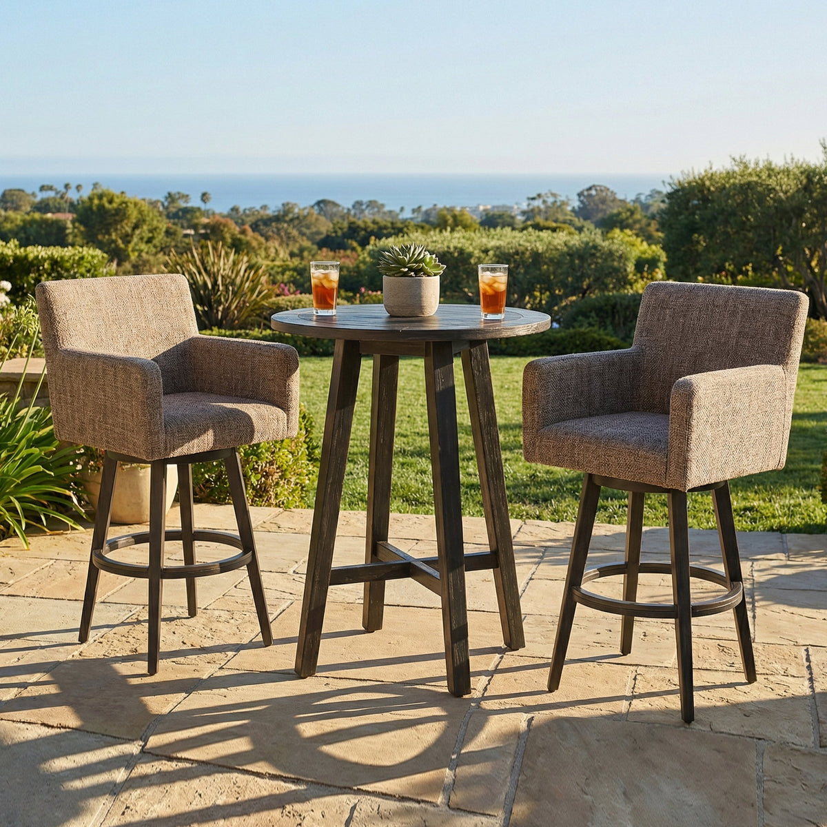 Outdoor Nook Solurium Swivel Bar Stool with Arms - Shadow Lattice