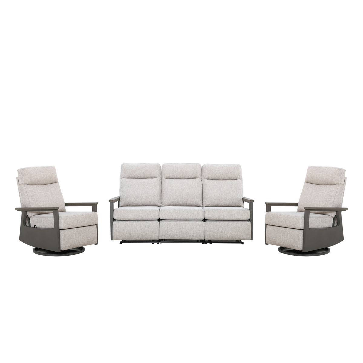 Huntington 5-seat Patio Aluminum Reclining Sofa Conversation Set with pair of Recliners | Outdoor Set