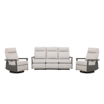 Huntington 5-seat Patio Aluminum Reclining Sofa Conversation Set with pair of Recliners | Outdoor Set