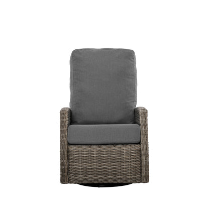 Keywest Outdoor Wicker Reclining Sofa Conversation Set- Dove Grey & Carolina Blue