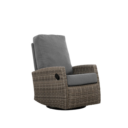 Keywest Outdoor Wicker Reclining Sofa Conversation Set- Dove Grey & Carolina Blue