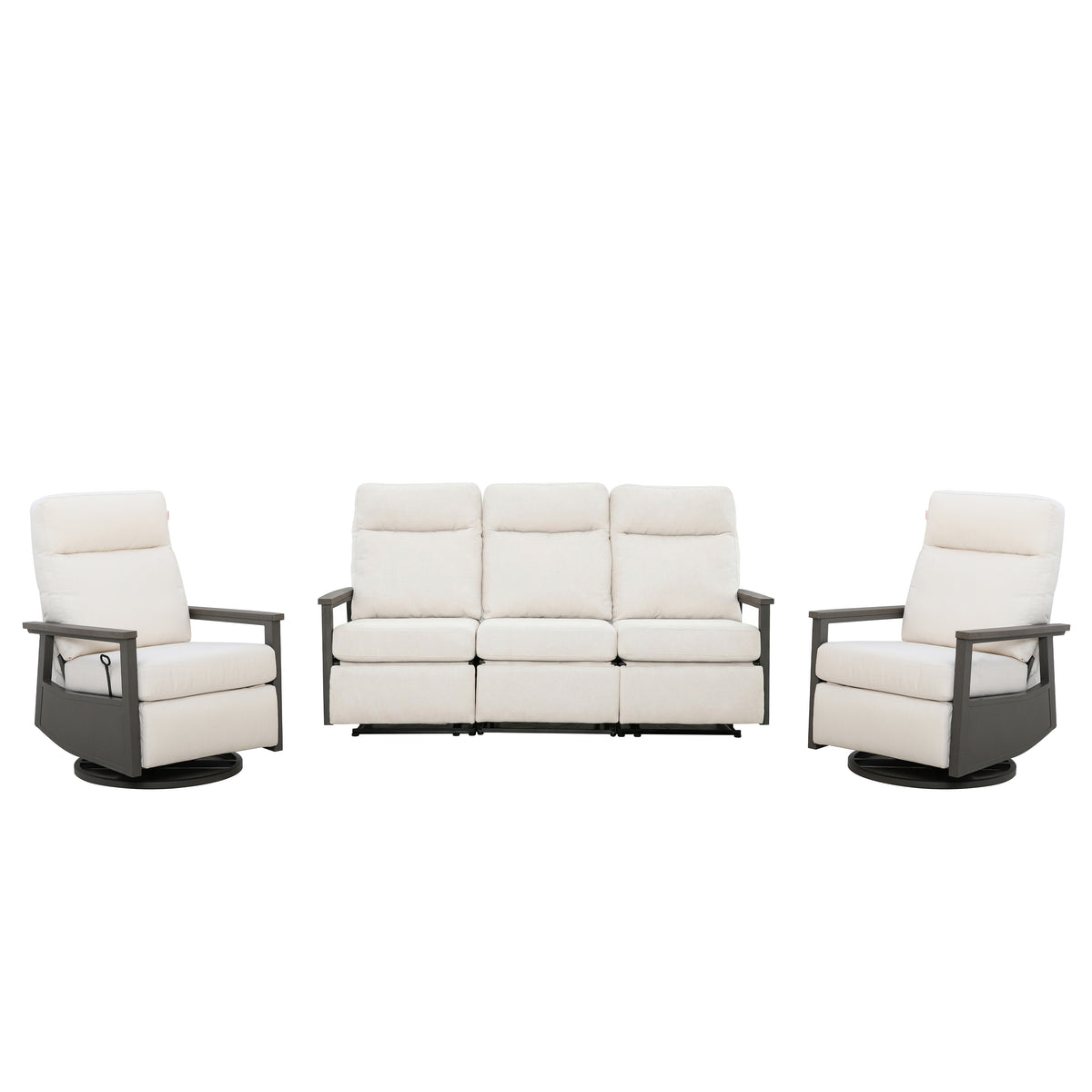 Huntington 5-seat Patio Aluminum Reclining Sofa Conversation Set with pair of Recliners in Sunbrella® Canvas Canvas | Outdoor Set