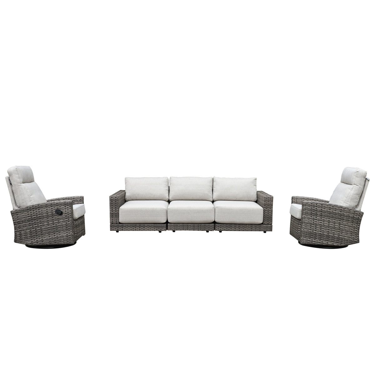 Malibu II 5-piece Patio Wicker Modular Sofa Set with Swivel Glider Recliners | Outdoor Set