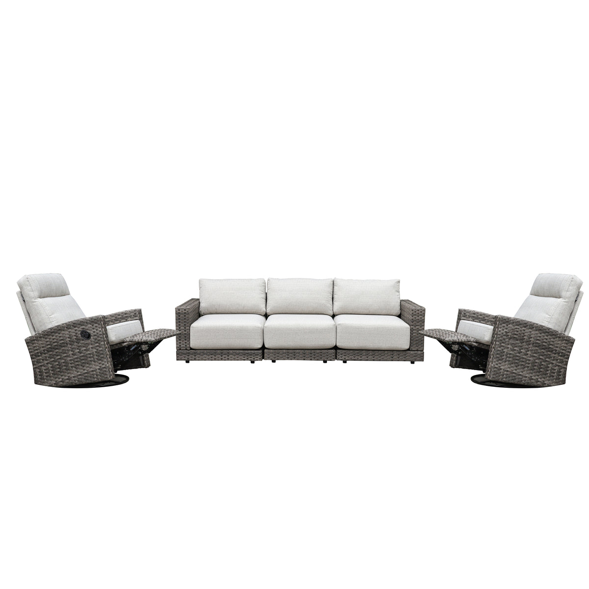 Malibu II 5-piece Patio Wicker Modular Sofa Set with Swivel Glider Recliners | Outdoor Set
