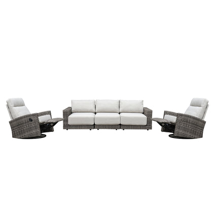 Malibu II 5-piece Patio Wicker Modular Sofa Set with Swivel Glider Recliners | Outdoor Set