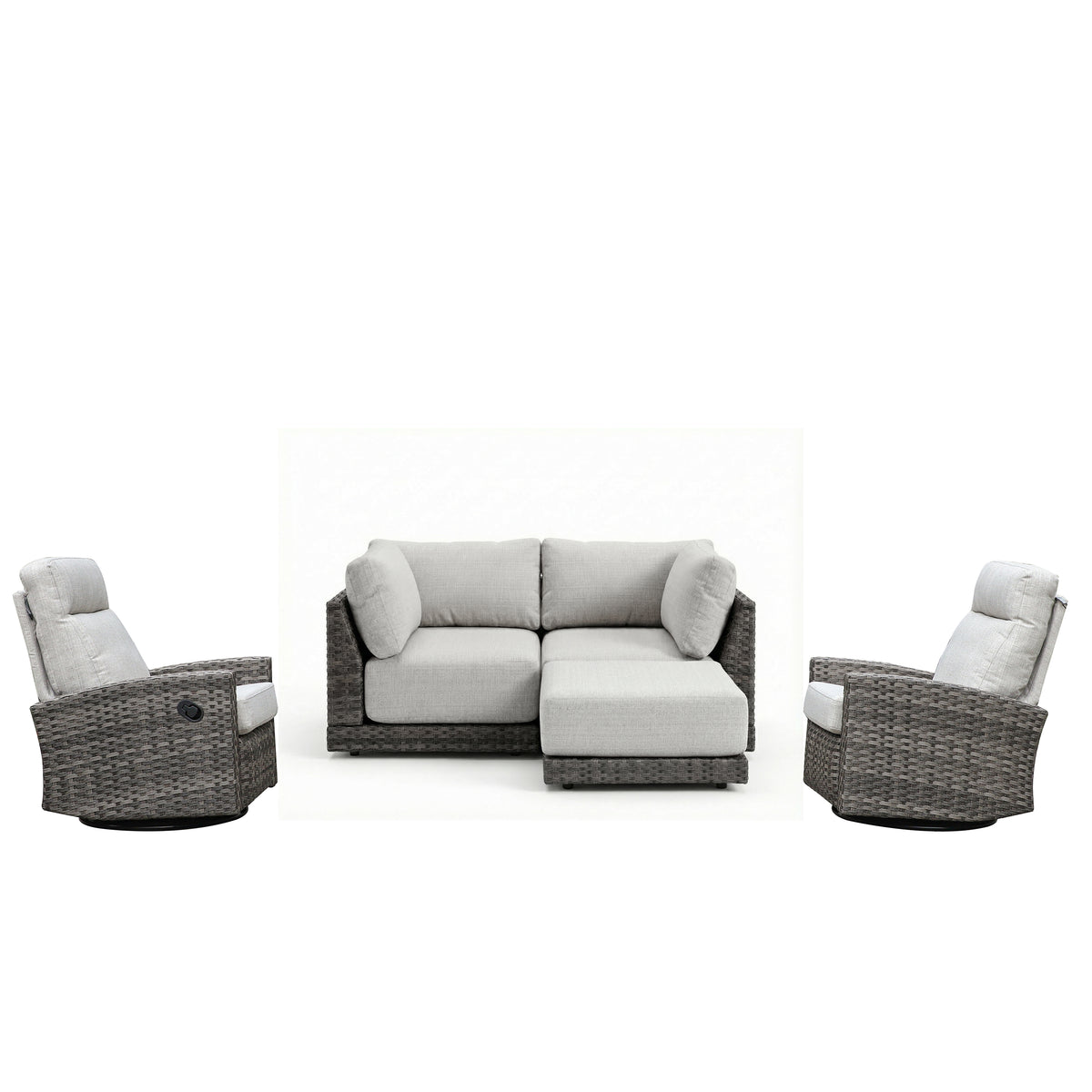 Malibu II 5-piece Patio Wicker Modular Sectional Sofa with Swivel Glider Recliners | Outdoor Set