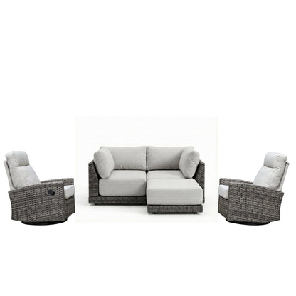 Malibu II 5-piece Patio Wicker Modular Sectional Sofa with Swivel Glider Recliners | Outdoor Set