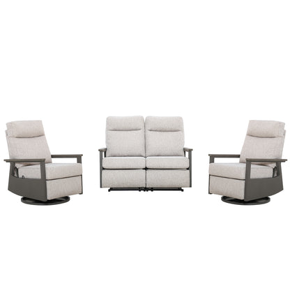 Huntington 4-seat Patio Aluminum Reclining Loveseat Conversation Set with pair of Recliners | Outdoor Set