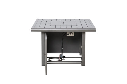 Huntington 5-Seat Patio Aluminum Reclining Sofa Firepit Conversation Set with Pair of Recliners