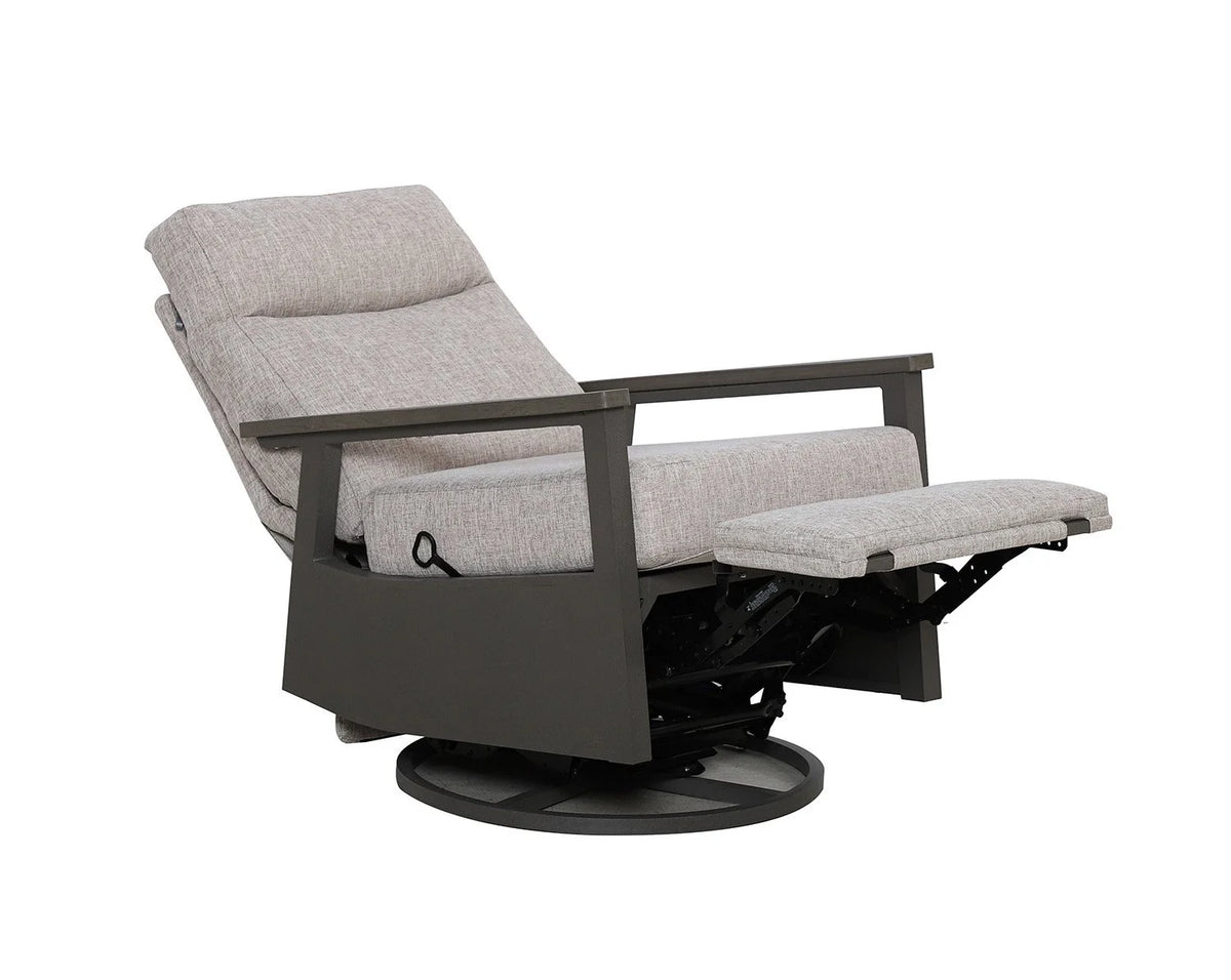 Huntington Outdoor Firepit Bistro Set | 2PC Aluminum Swivel Glider Recliner with Firepit Table