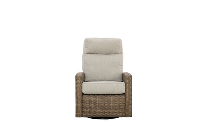 Newport Outdoor Firepit Bistro Set | 2PC Wicker Swivel Glider Recliner with Firepit Table