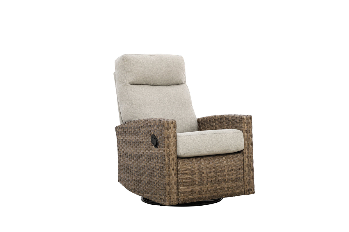 Newport Outdoor Firepit Bistro Set | 2PC Wicker Swivel Glider Recliner with Firepit Table