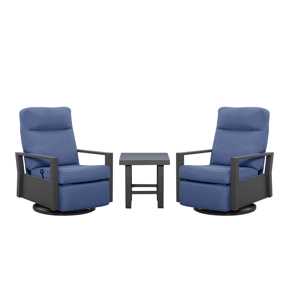 Shoreline Aluminum Outdoor 2PC Swivel Glider Recliner and Side Table | Outdoor Bistro Set