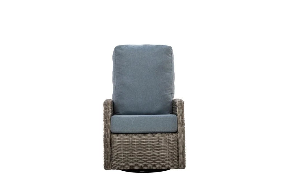 Keywest Wicker Outdoor 2PC Swivel Glider Recliner and Side Table | Outdoor Bistro Set