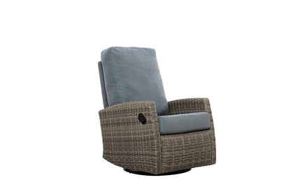 Keywest Wicker Outdoor 2PC Swivel Glider Recliner and Side Table | Outdoor Bistro Set