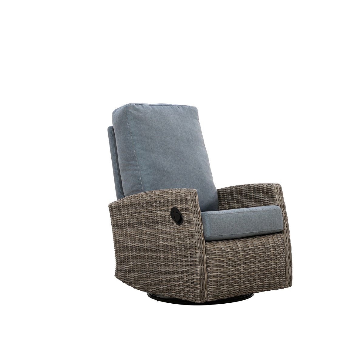 Keywest Outdoor Wicker Reclining Sofa Conversation Set- Dove Grey & Carolina Blue