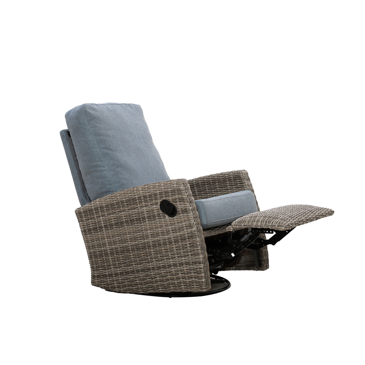 Keywest Outdoor Wicker Reclining Sofa Conversation Set- Dove Grey & Carolina Blue
