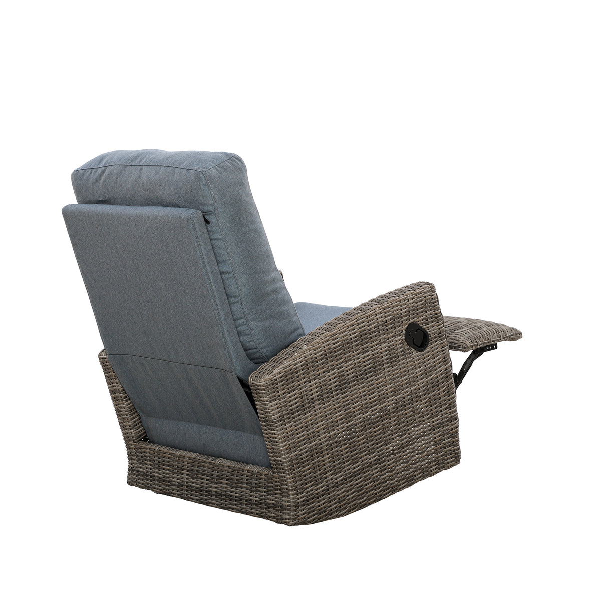Keywest Outdoor Wicker Reclining Sofa Conversation Set- Dove Grey & Carolina Blue