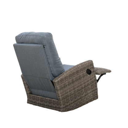 Keywest Outdoor Wicker Reclining Sofa Conversation Set- Dove Grey & Carolina Blue
