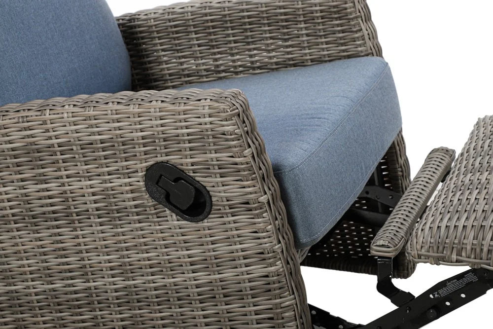 Keywest Wicker Outdoor 2PC Swivel Glider Recliner and Side Table | Outdoor Bistro Set