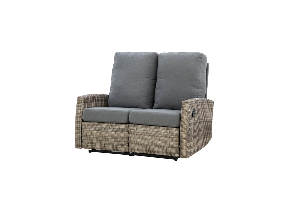 Keywest Outdoor Wicker Reclining Loveseat Sofa - Dove Grey & Carolina Blue