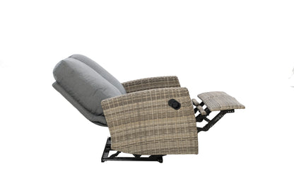 Keywest Outdoor Wicker Reclining Loveseat Sofa - Dove Grey & Carolina Blue