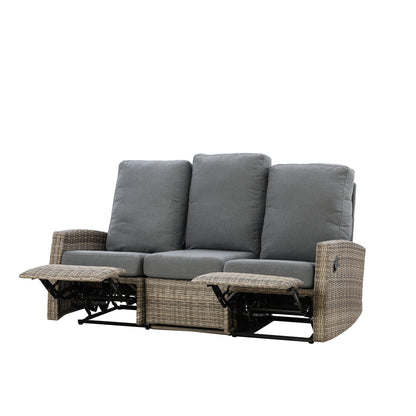 Keywest Outdoor Wicker Reclining Sofa Conversation Set- Dove Grey & Carolina Blue
