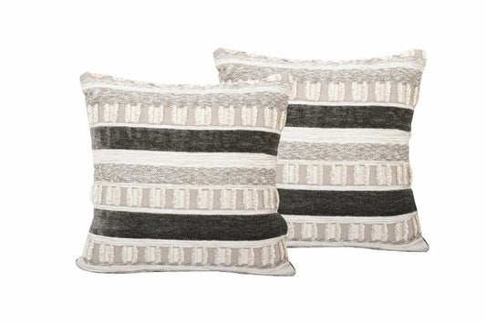 Pair of 16”x16" Indiana Stripe Linen Indoor/Outdoor Throw Pillows | Outdoor Pillow x 2
