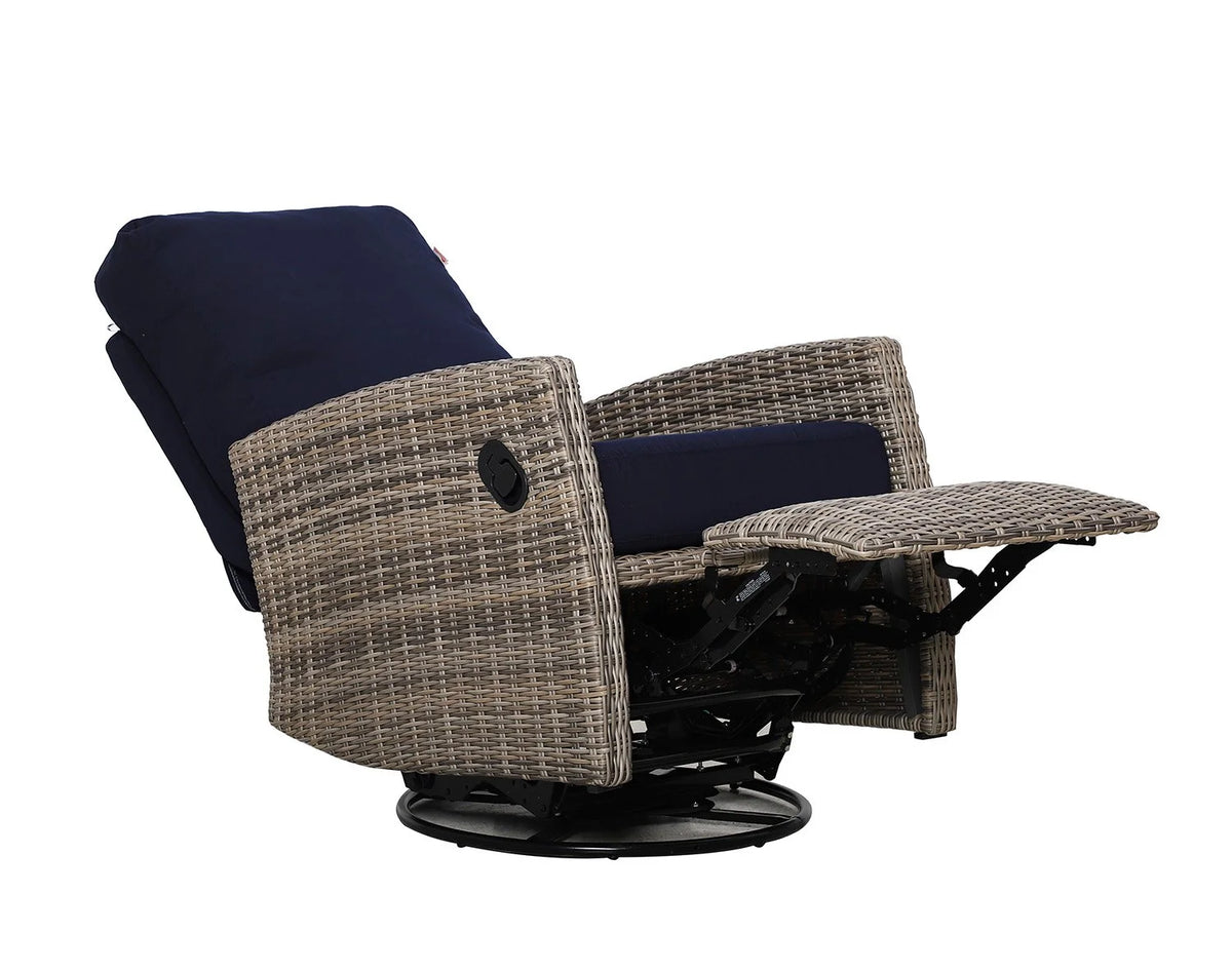 Keywest Wicker Outdoor Swivel Glider Recliner  in Sunbrella® Canvas Navy