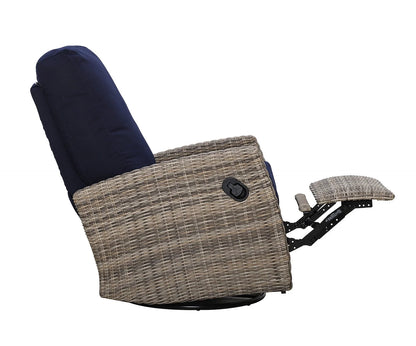 Keywest Wicker Outdoor Swivel Glider Recliner  in Sunbrella® Canvas Navy