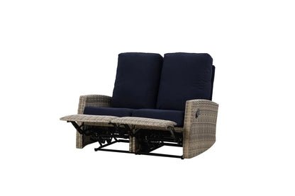 Keywest Outdoor Wicker Loveseat Reclining Sofa in Sunbrella® Canvas Navy | Outdoor Sofa