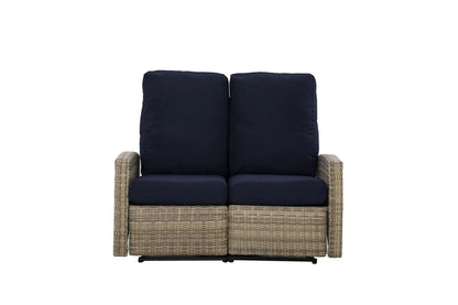 Keywest Outdoor Wicker Loveseat Reclining Sofa in Sunbrella® Canvas Navy | Outdoor Sofa