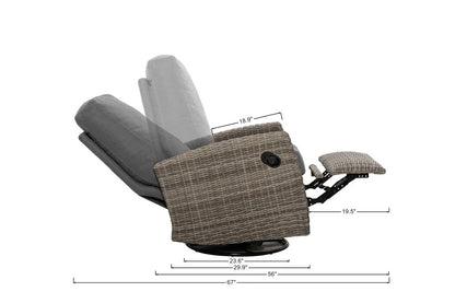 Keywest Wicker Outdoor 2PC Swivel Glider Recliner and Side Table in Sunbrella® Canvas Coal | Outdoor Bistro Set