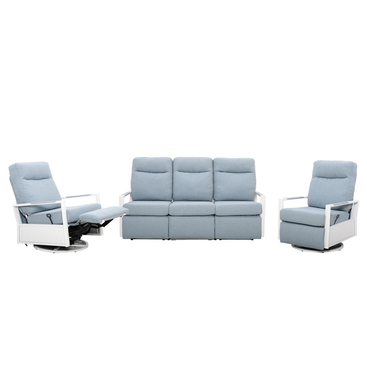 Kiesta 5-Seat Patio Aluminum Reclining Sofa Conversation Set with Pair of Recliners | Outdoor Set