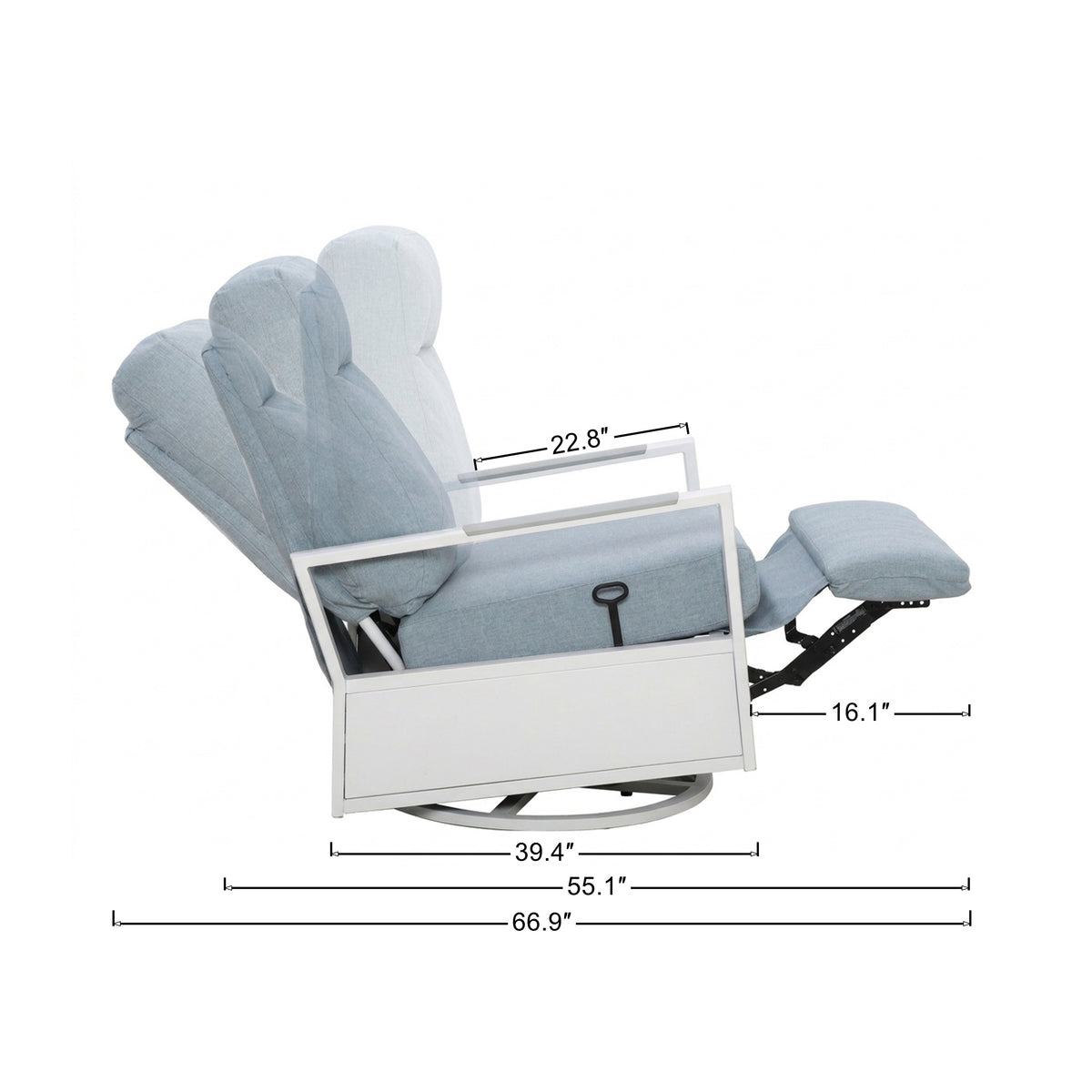 Kiesta Aluminum Outdoor 2PC Swivel Glider Recliner and Side Table | Outdoor Bistro Set