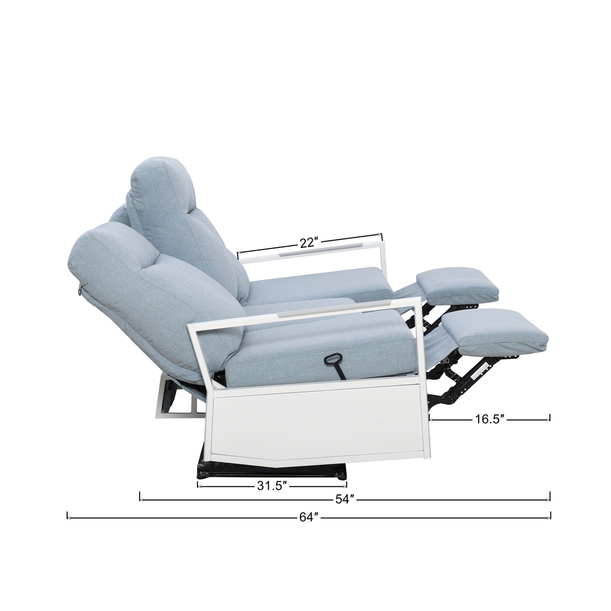 Kiesta 5-Seat Patio Aluminum Reclining Sofa Conversation Set with Pair of Recliners | Outdoor Set