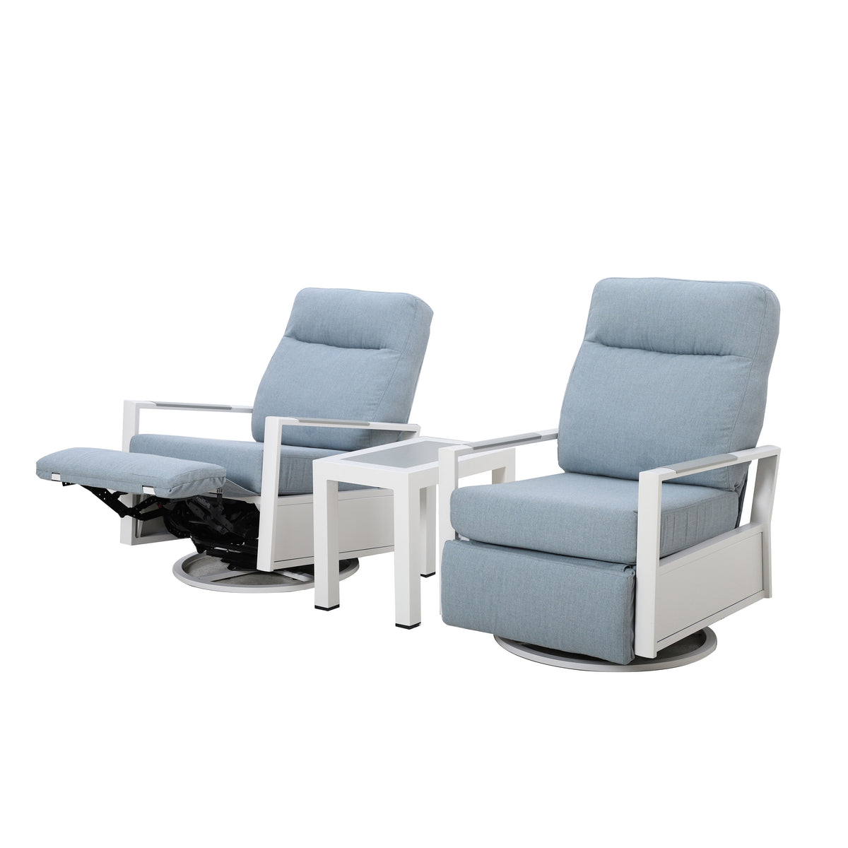Kiesta Aluminum Outdoor 2PC Swivel Glider Recliner and Side Table | Outdoor Bistro Set