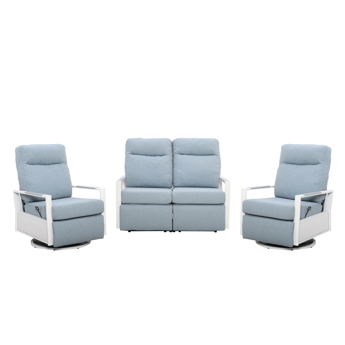 Kiesta 4-Seat Patio Aluminum Reclining Loveseat Conversation Set with Pair of Recliners | Outdoor Set