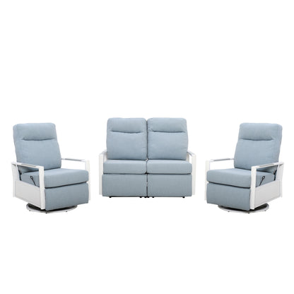 Kiesta 4-Seat Patio Aluminum Reclining Loveseat Conversation Set with Pair of Recliners | Outdoor Set