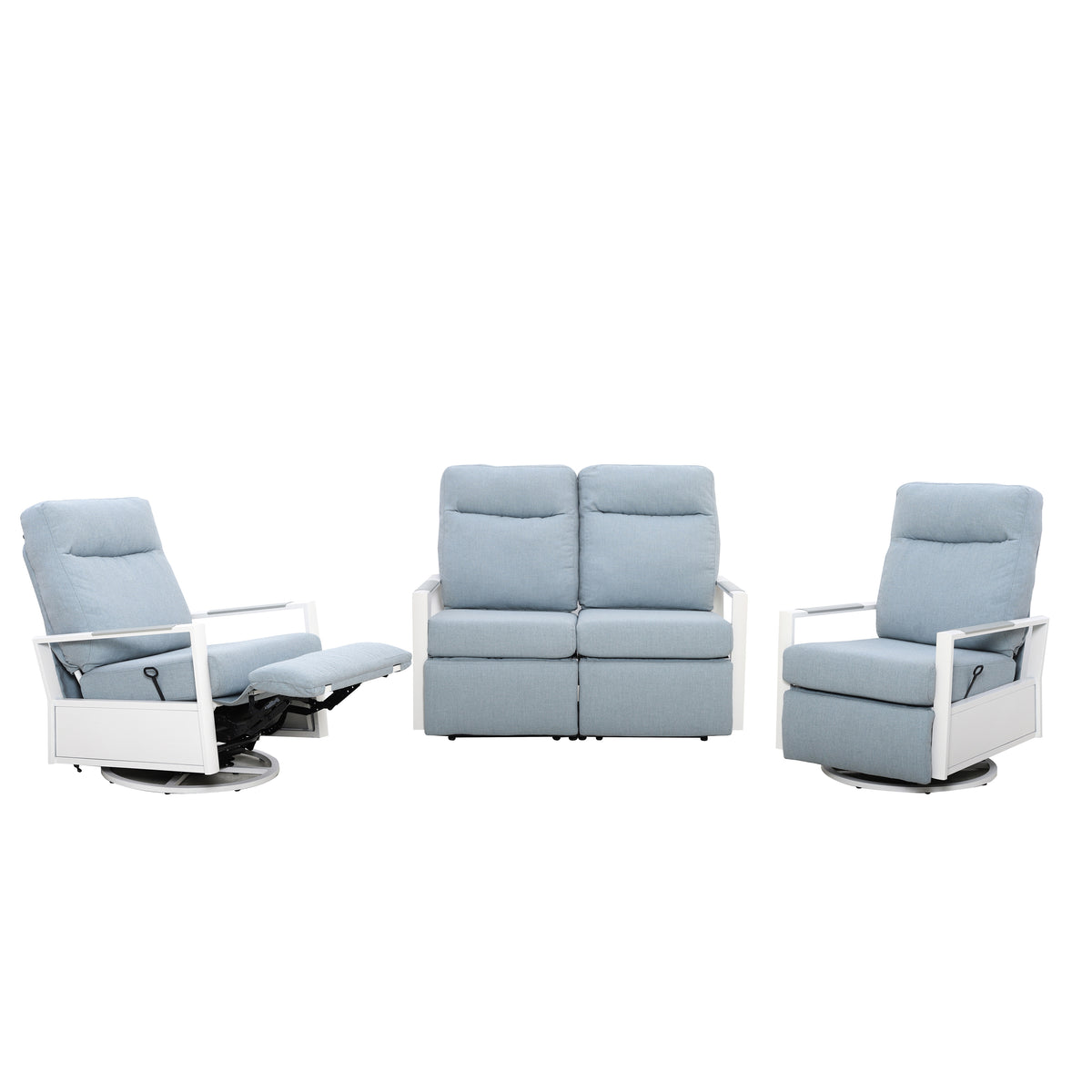 Kiesta 4-Seat Patio Aluminum Reclining Loveseat Conversation Set with Pair of Recliners | Outdoor Set