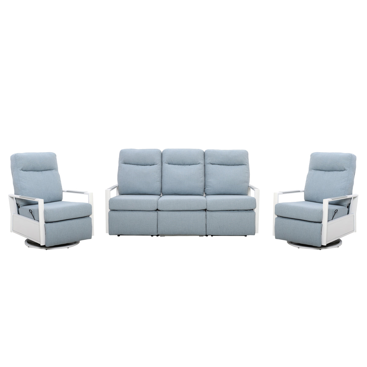 Kiesta 5-Seat Patio Aluminum Reclining Sofa Conversation Set with Pair of Recliners | Outdoor Set