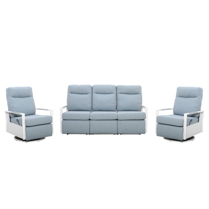 Kiesta 5-Seat Patio Aluminum Reclining Sofa Conversation Set with Pair of Recliners | Outdoor Set