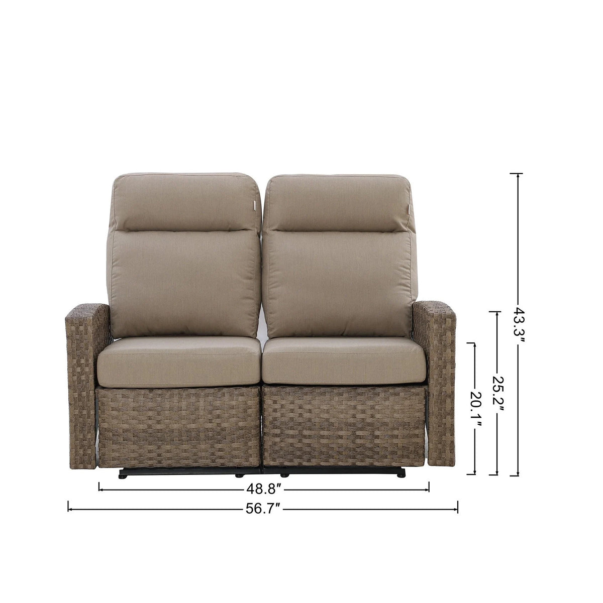 Newport Outdoor Wicker Reclining Loveseat Conversation Set with a pair of Recliners — Outdoor Nook U - size