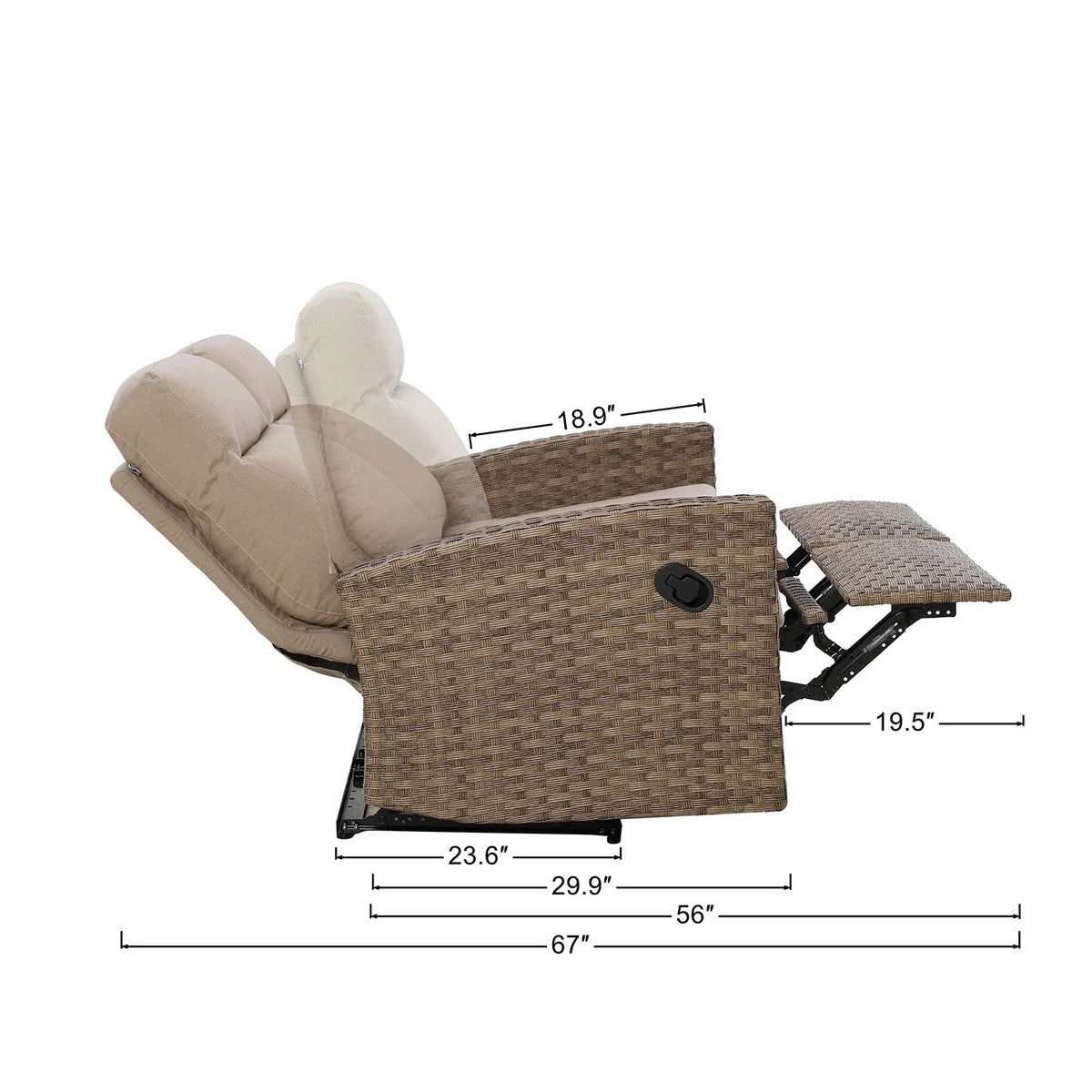 Newport Outdoor Wicker Reclining Sofa Conversation Set with a pair of Recliners | Outdoor Set