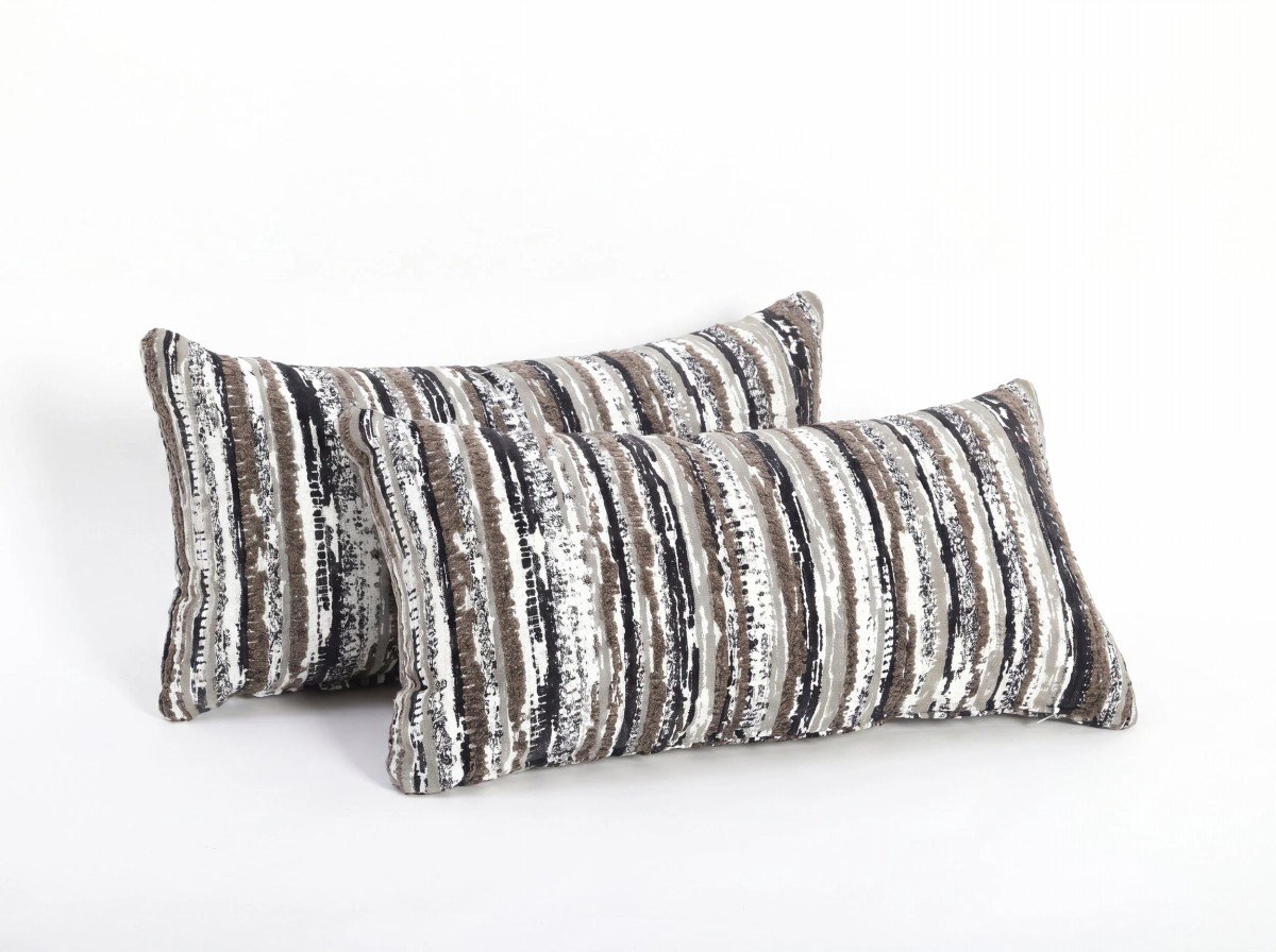 Pair of 22"x12" Rock Land Fossil Indoor/Outdoor Lumbar Pillows | Outdoor Lumbar Pillow x 2