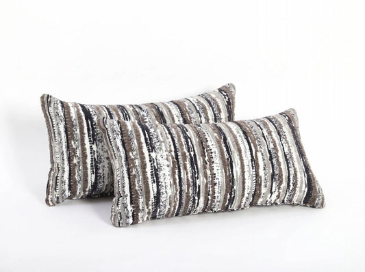 Pair of 22"x12" Rock Land Fossil Indoor/Outdoor Lumbar Pillows | Outdoor Lumbar Pillow x 2