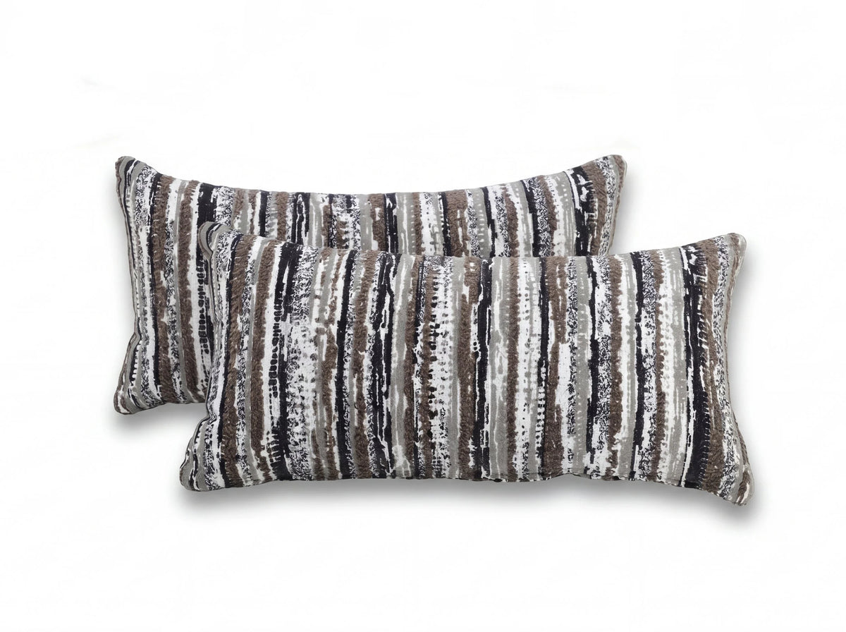 Pair of 22"x12" Rock Land Fossil Indoor/Outdoor Lumbar Pillows | Outdoor Lumbar Pillow x 2